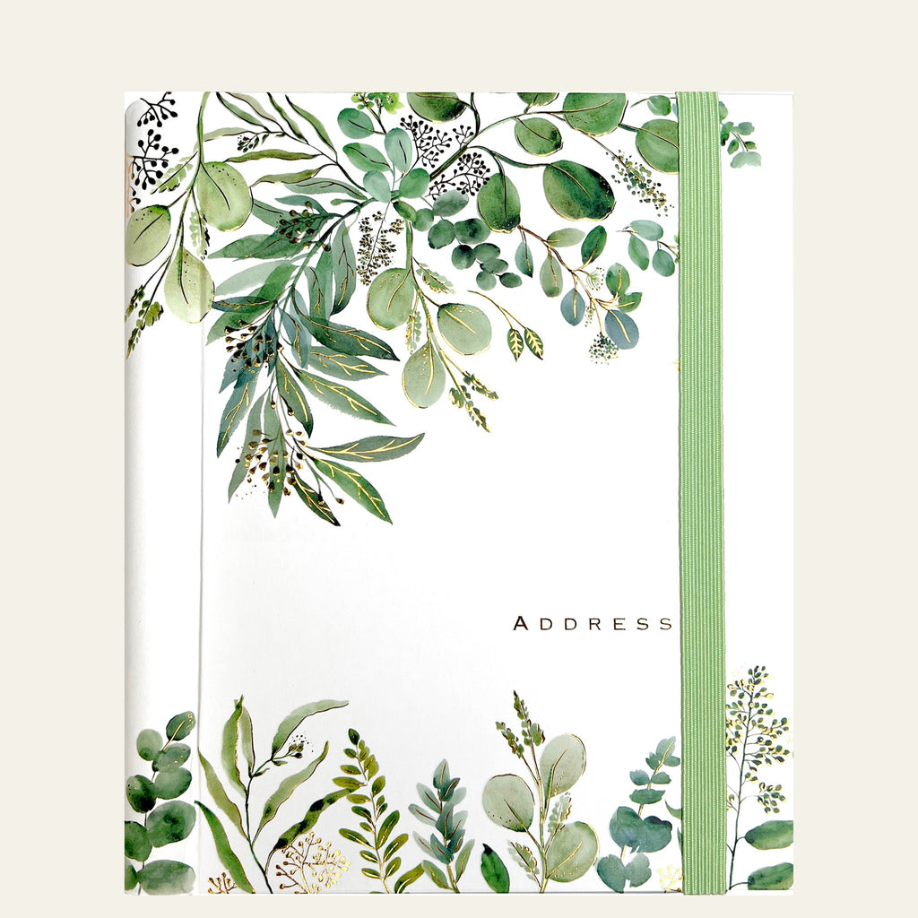 Large size eucalyptus address book by Peter Pauper Press.