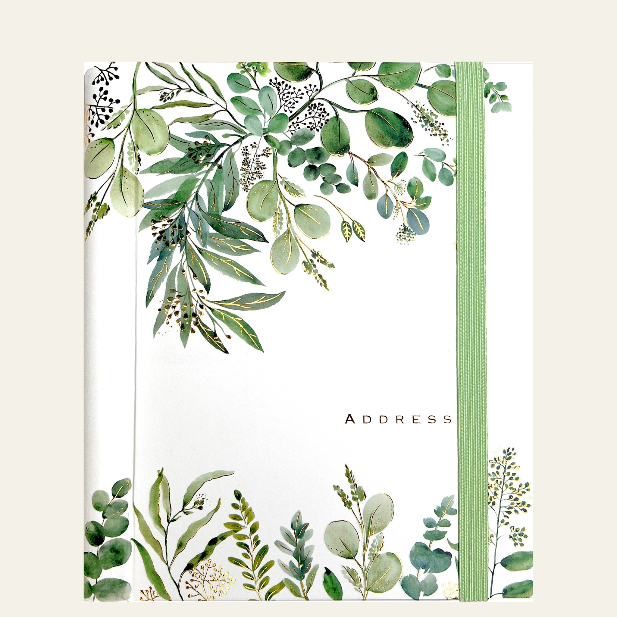 Large size eucalyptus address book by Peter Pauper Press.