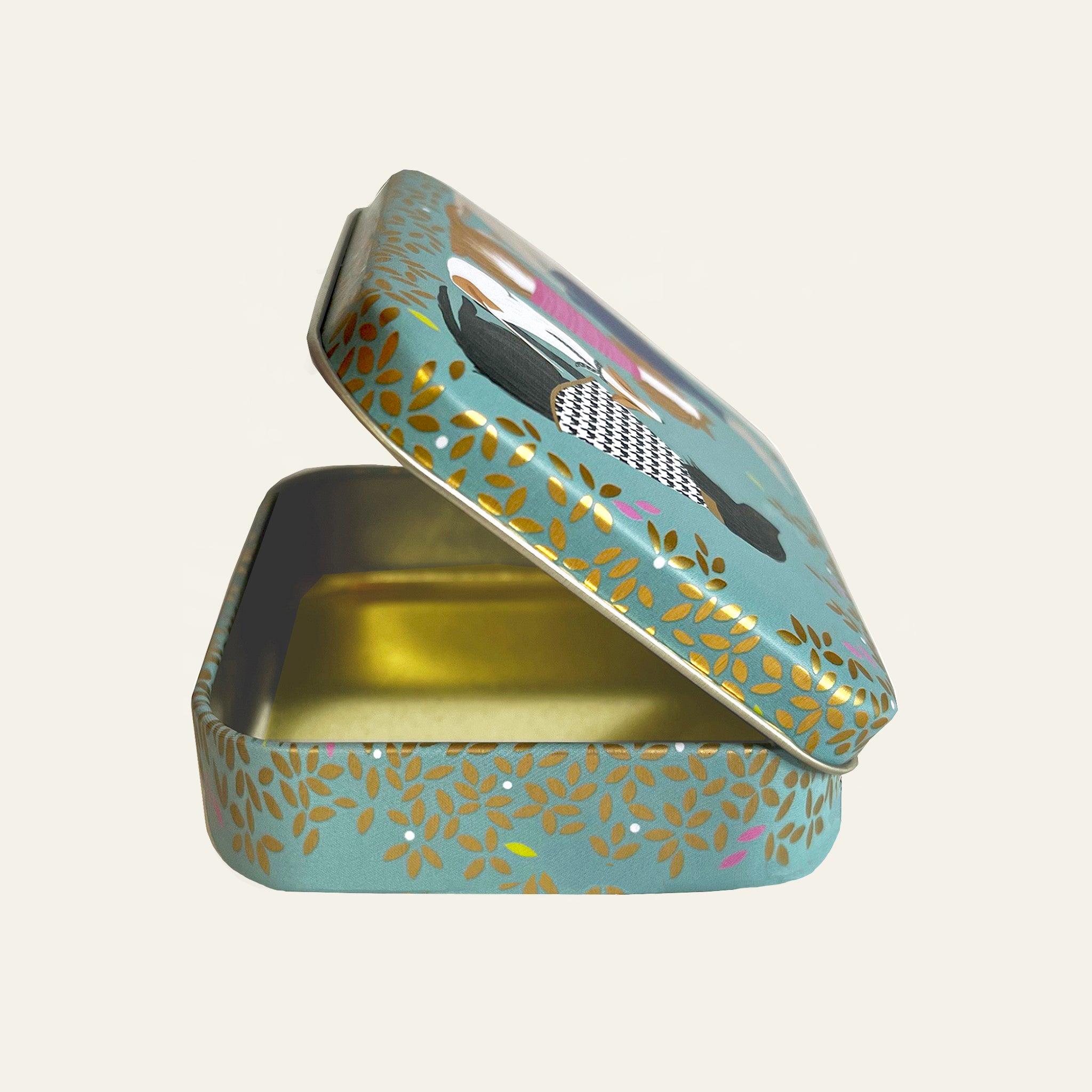 Sara Miller pocket tin with a beautifully detailed dapper dog design.