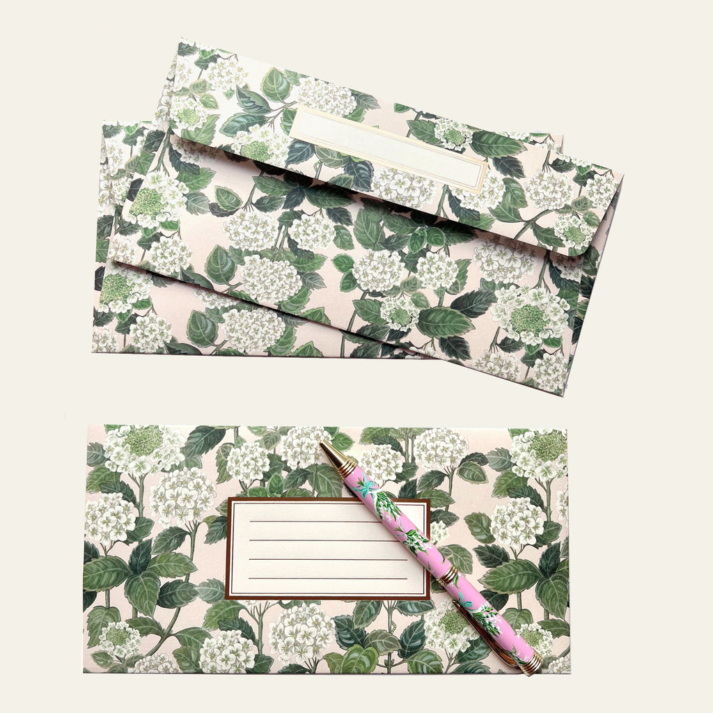 Designer envelopes for writing set (left) by Bespoke Letterpress.