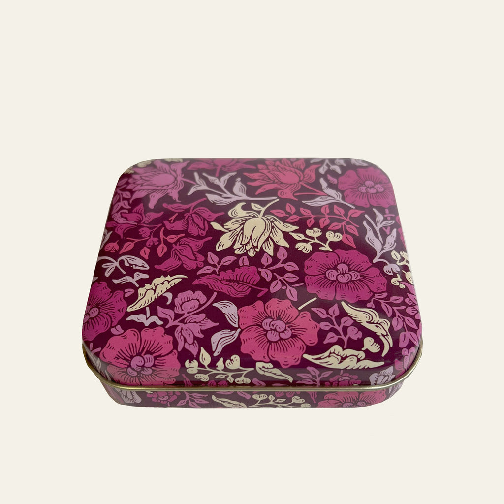 Small William Morris pocket tin with hinged lid.