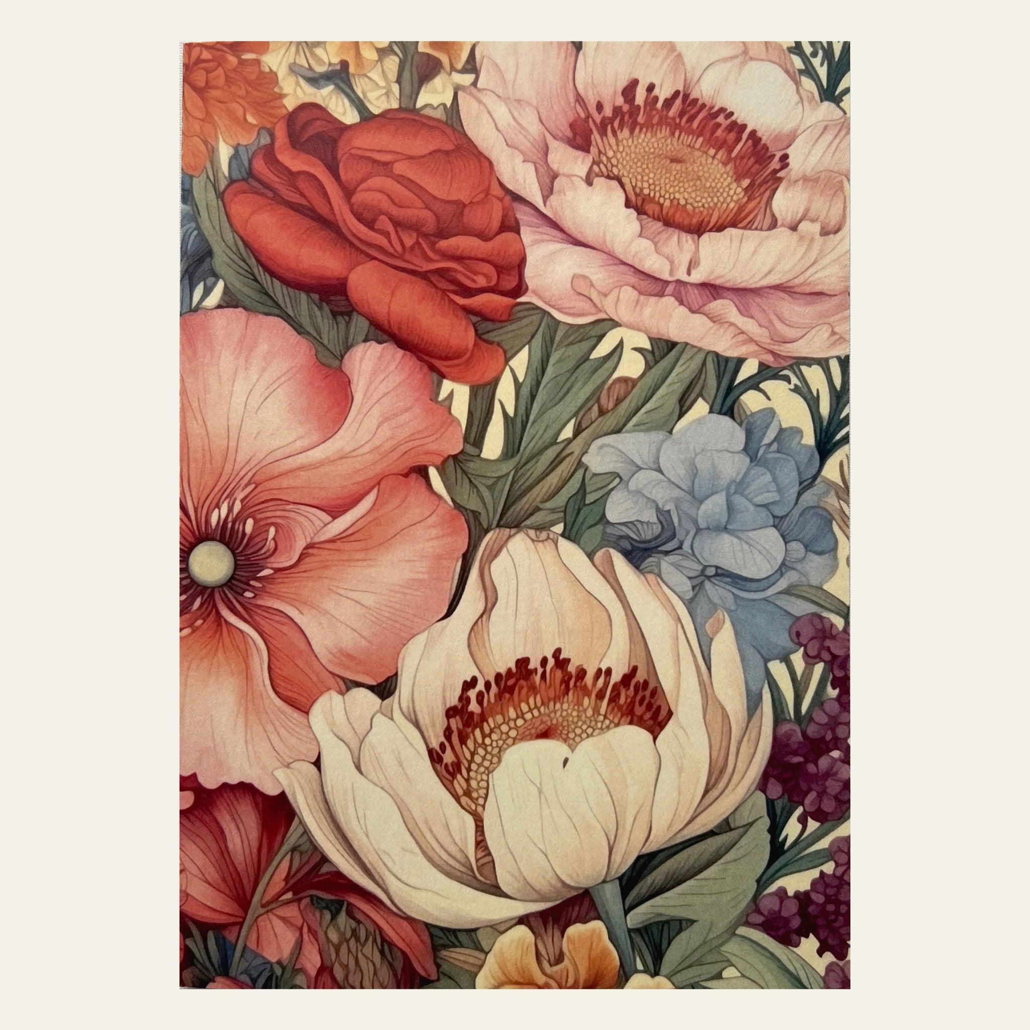 A colourful card with heritage-style flowers by Australia's Studio Nuovo.