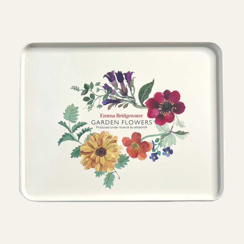 Emma Bridgewater flower tin with a creative and colourful design.