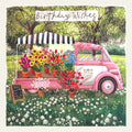 Colourful birthday card with wishes by the Almanac Gallery.