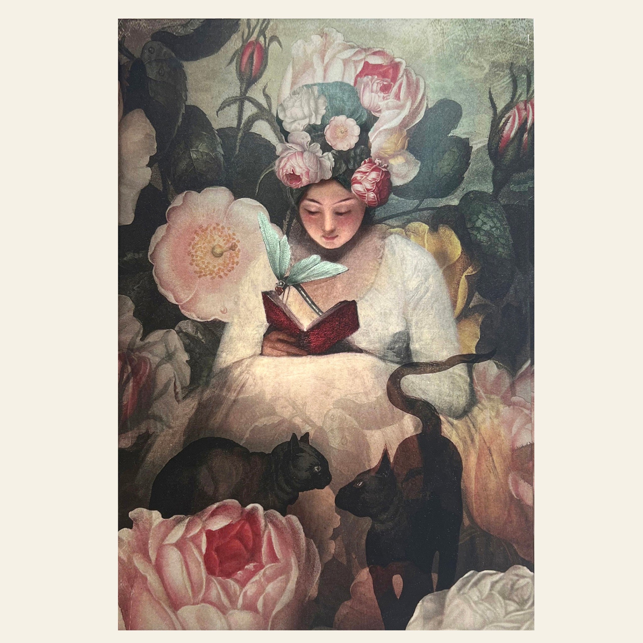 Artisan journal with beautiful colours and unique artwork 'Girl reading' by Catrin-Weiz-Stein.