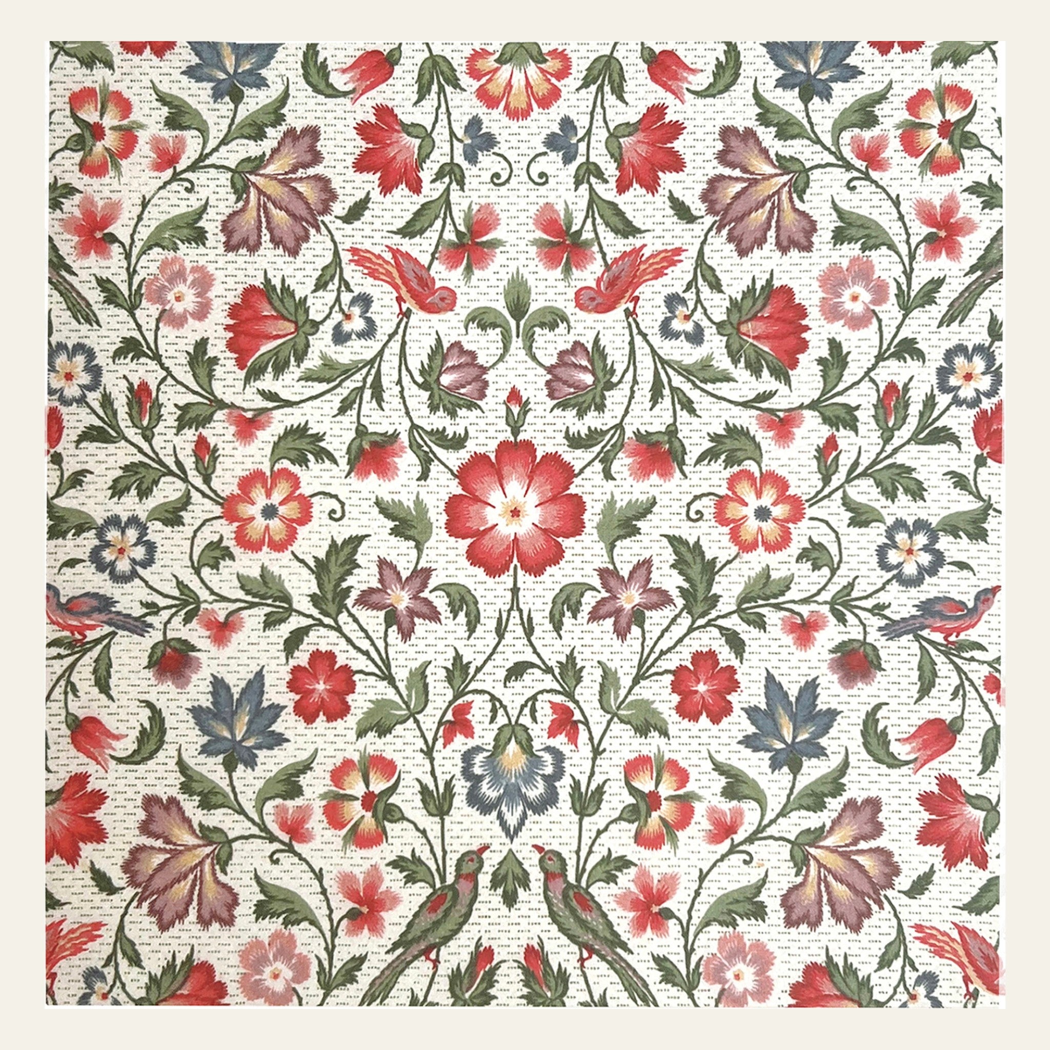 A beautiful card displaying fabric from the treasured Liberty & Co collection (1910) and the Victoria and Albert Museum.