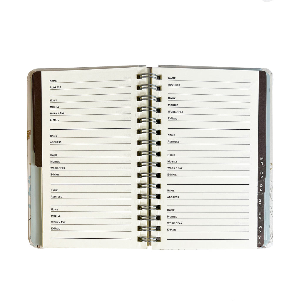 Pocket-size personal address book by Peter Pauper Press, New York.