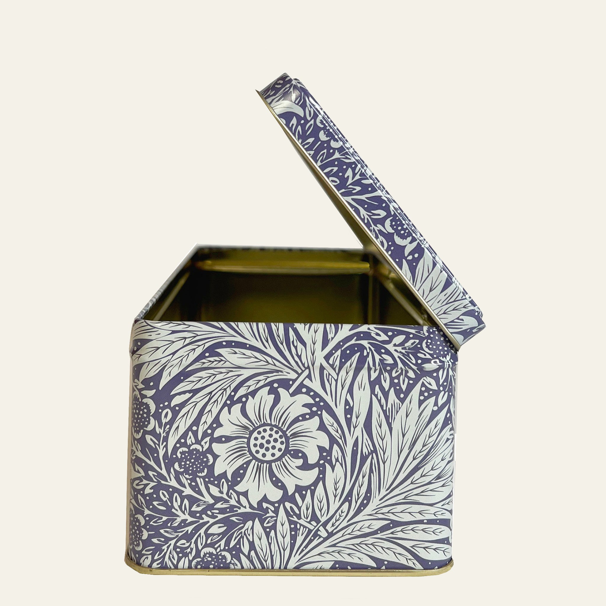 William Morris' great Marigold design and this deep rectangular tin makes perfect storage.