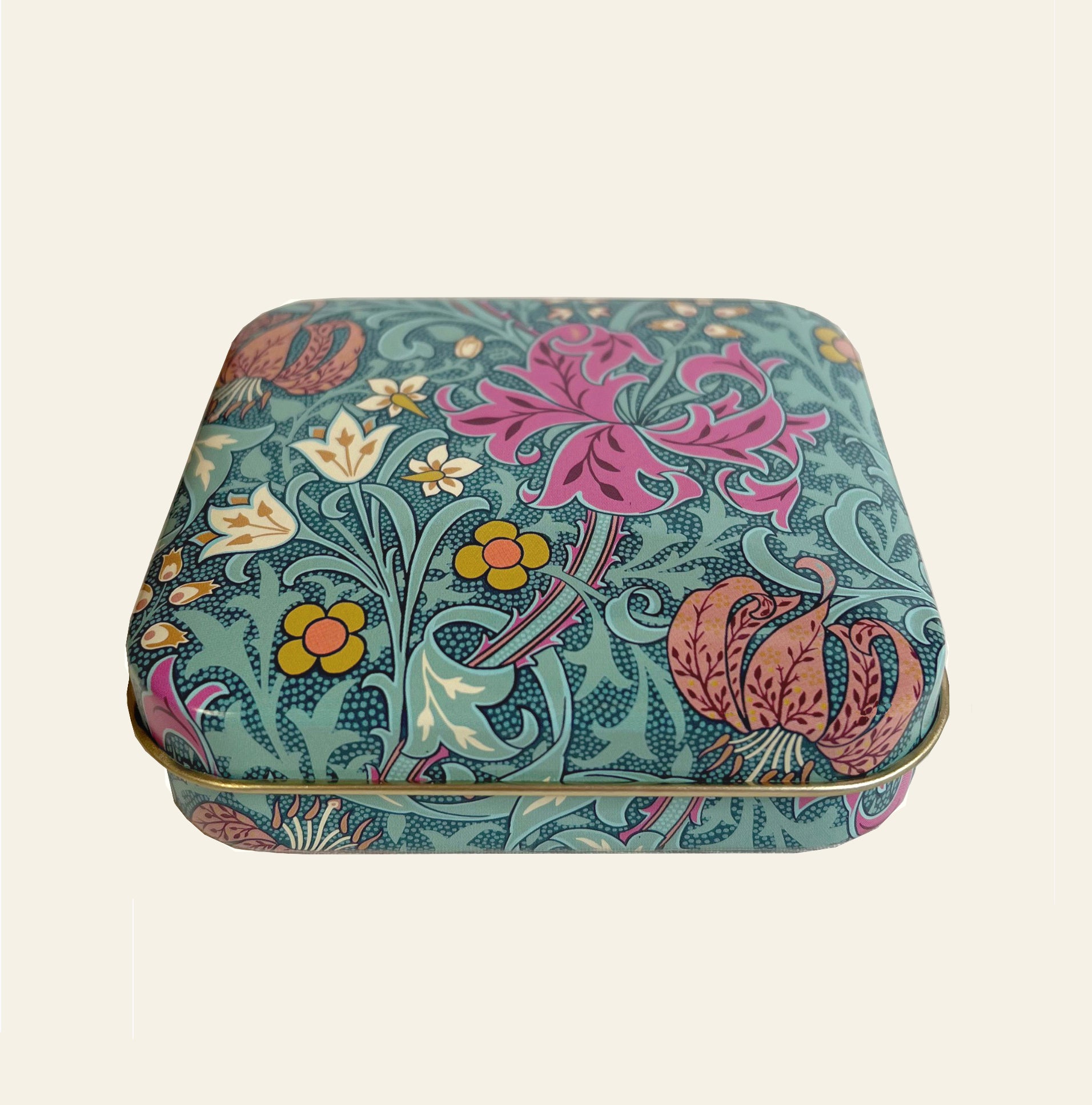 William Morris pocket tin with hinged lid.