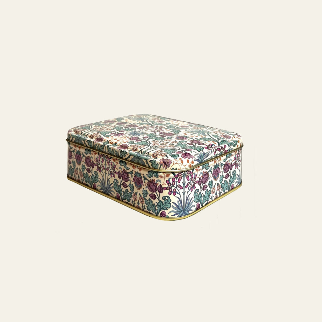 William Morris Woodland Weeds design on small tin by Arts & Crafts.