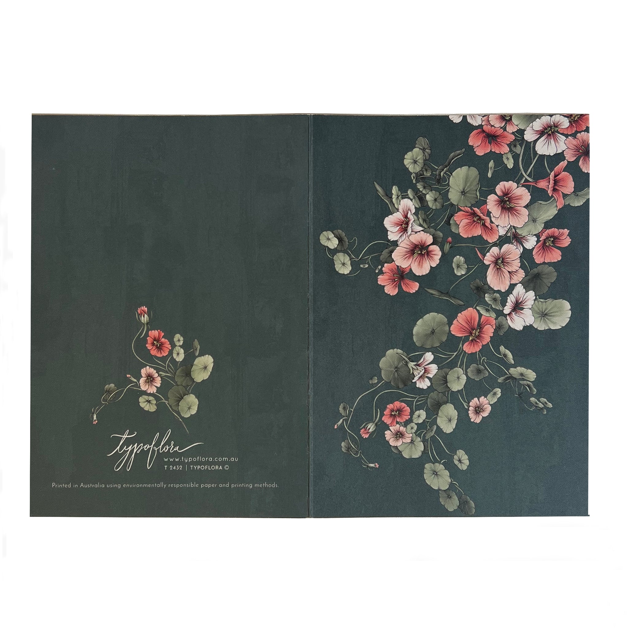 Hand-drawn nasturtium note card by Typoflora.