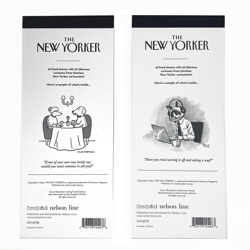 The New Yorker's renowned cartoon notepad.