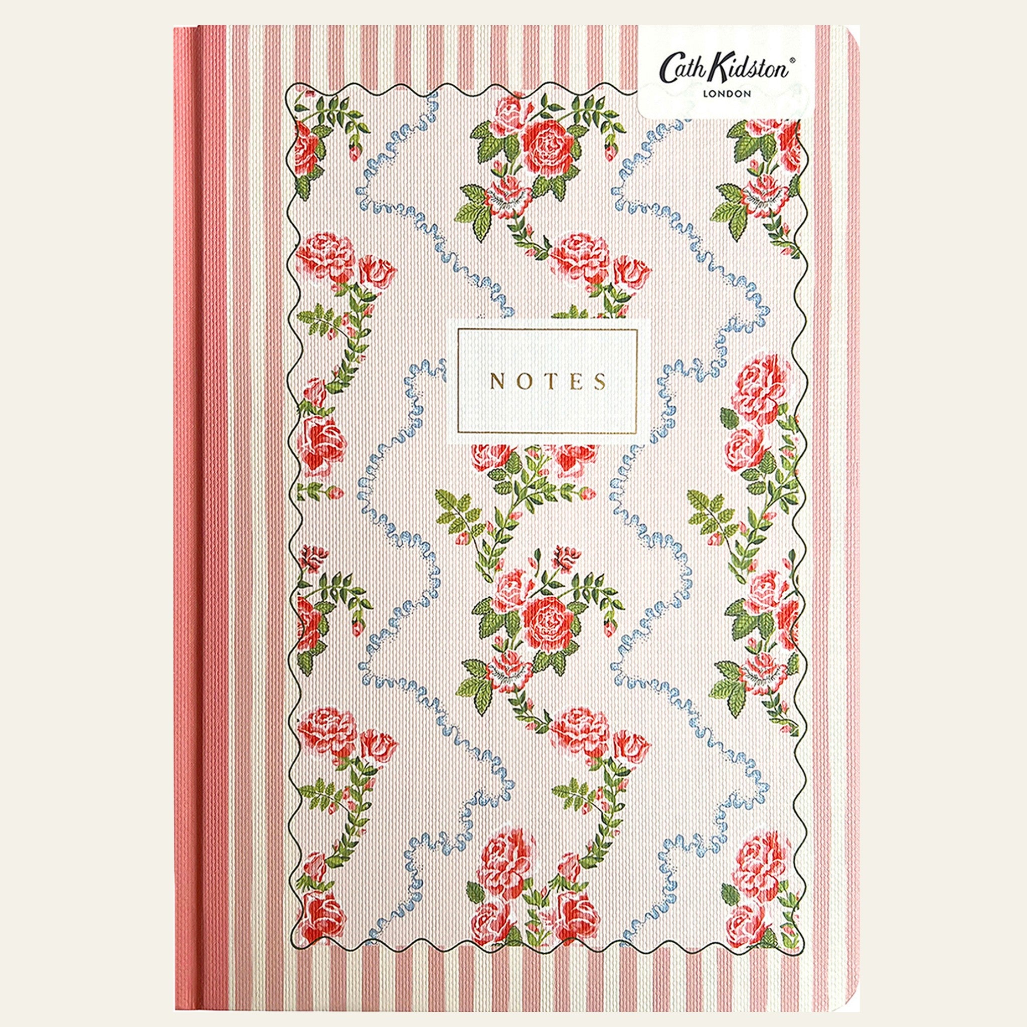 The popular 'Rose flutter stripe' notebook  by Cath Kidston.