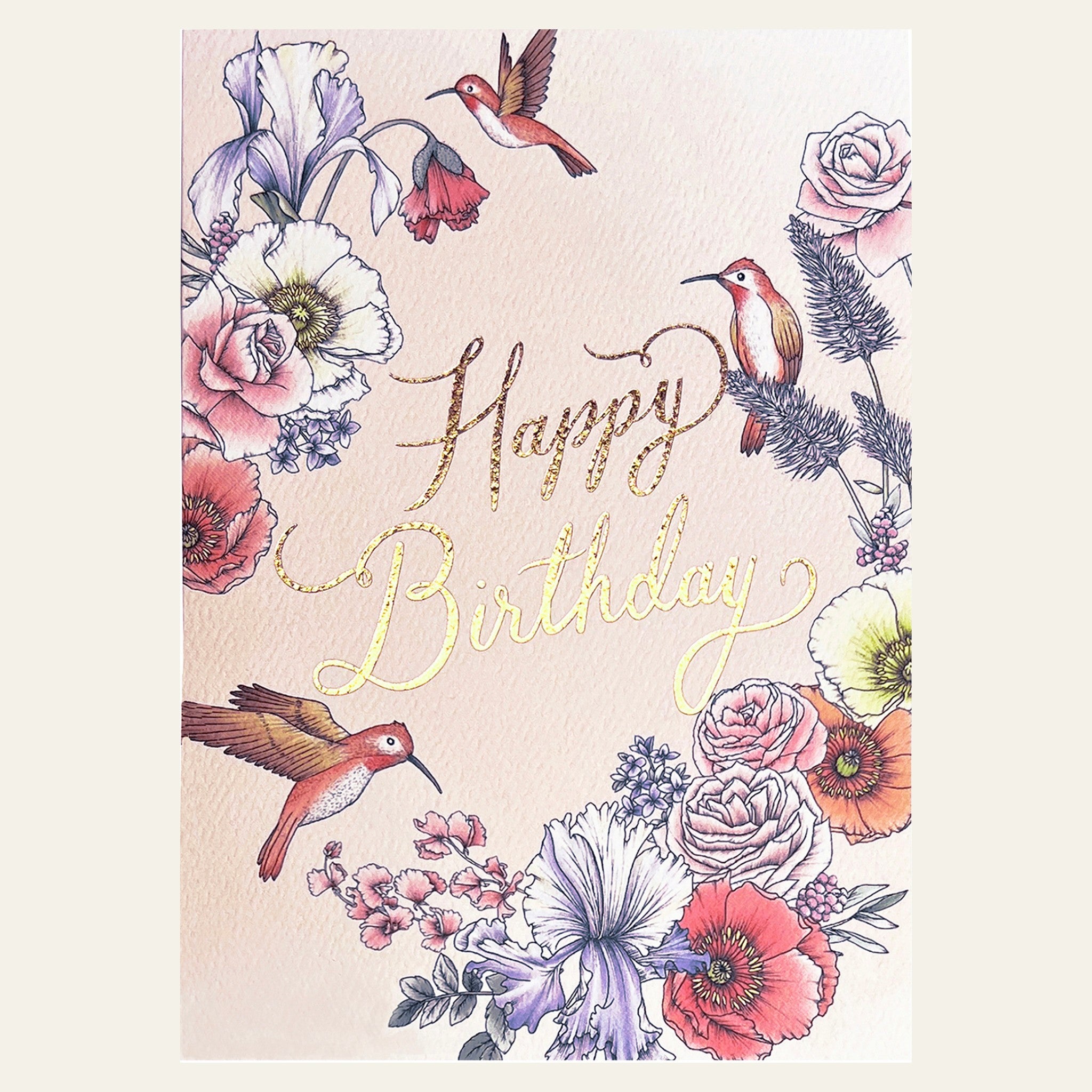Birthday card with design across front and back, by Typoflora.