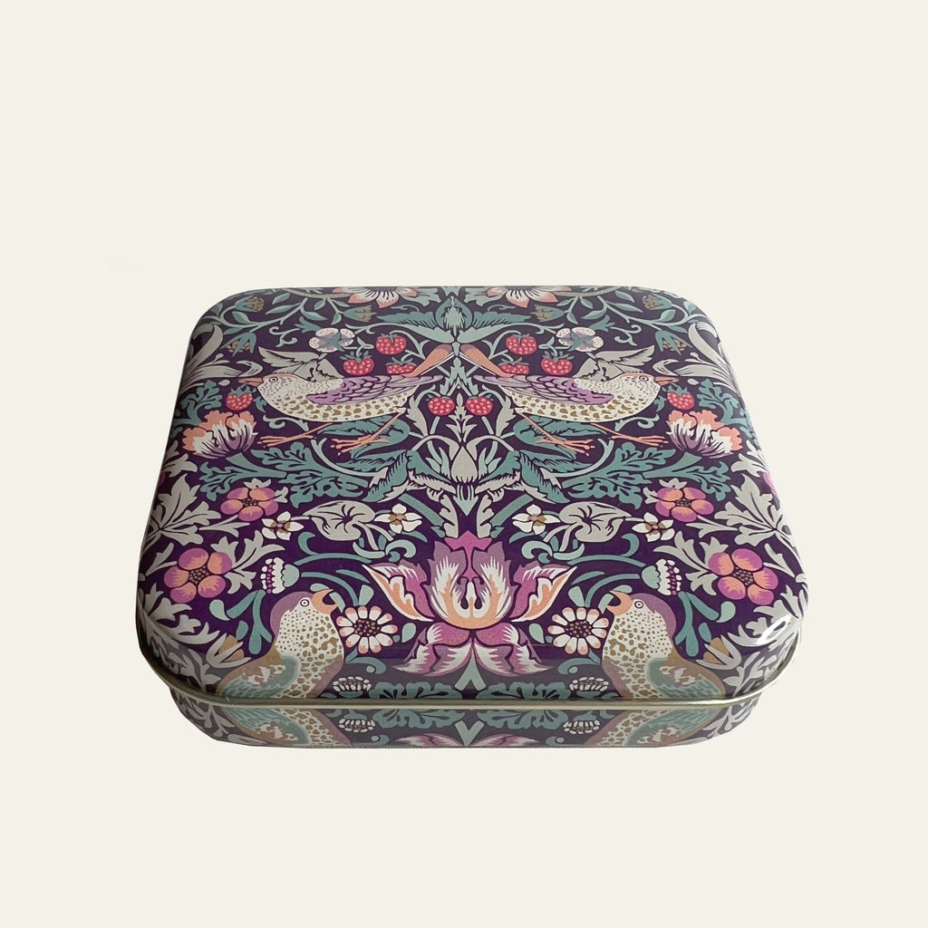 Small William Morris pocket tin with hinged lid.