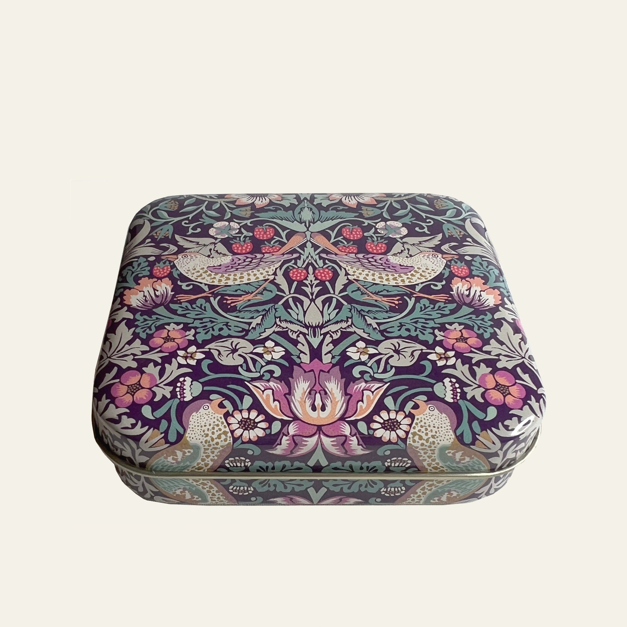 Small William Morris pocket tin with hinged lid.