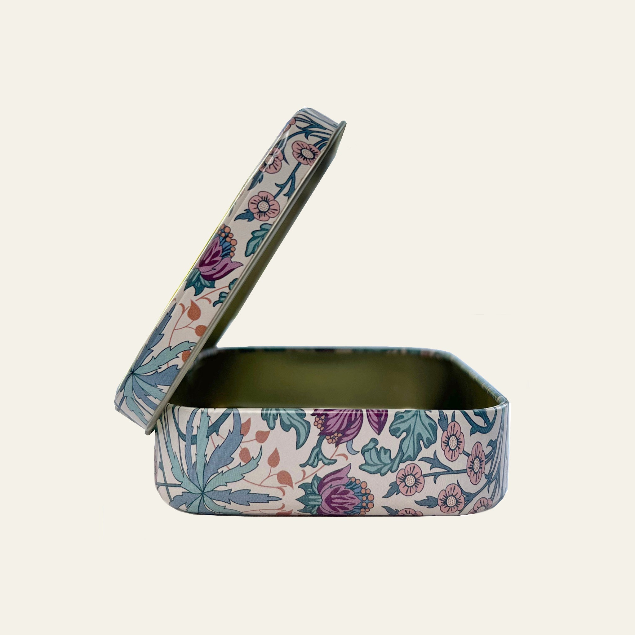 Small William Morris pocket tin with hinged lid.