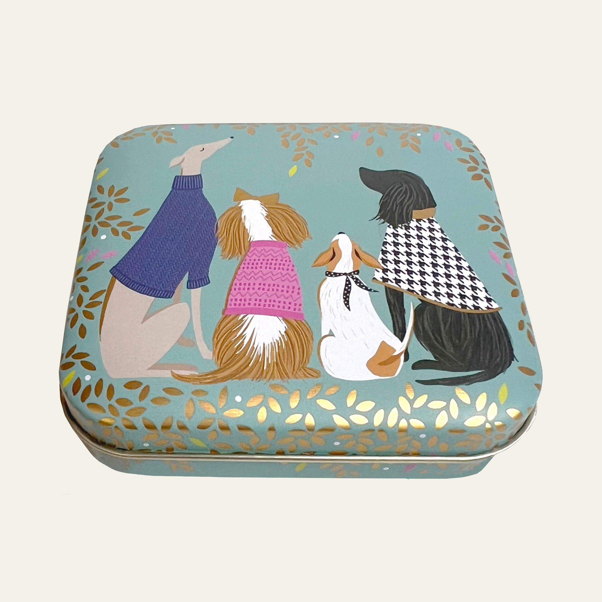 Sara Miller pocket tin with a beautifully detailed dapper dog design.