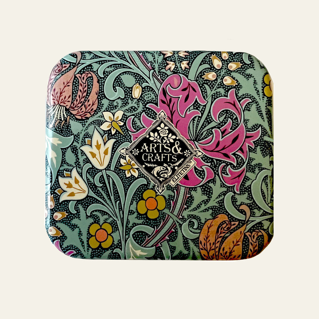 William Morris pocket tin with hinged lid.