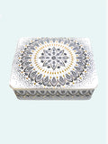 Patterned tin from the Artisanne Noir collection by Sara Miller, London.