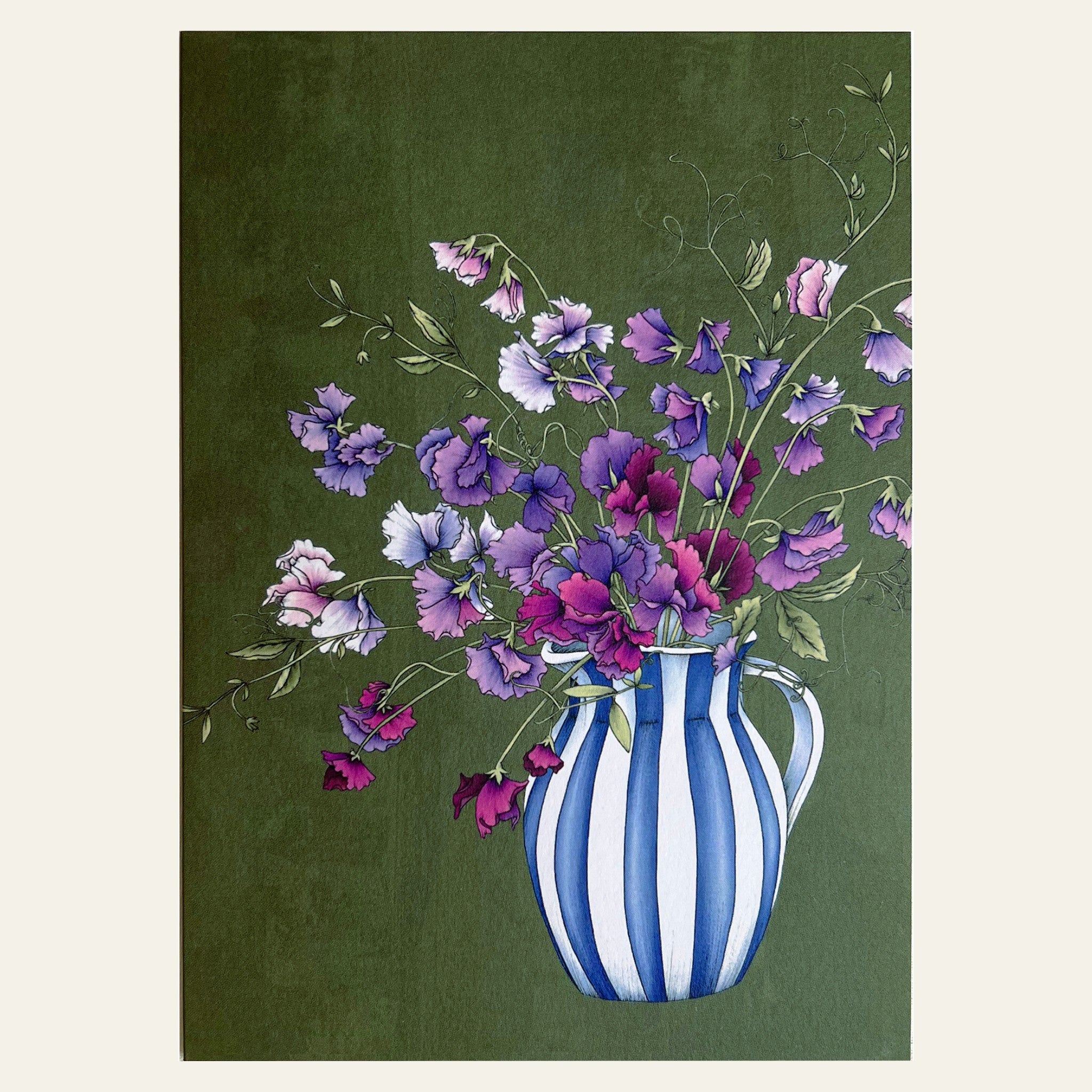 Cottage garden sweet peas in a vase by Typoflora.