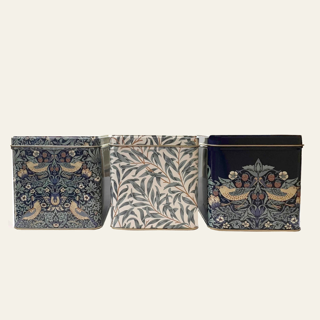 William Morris design on canister pack of three tins by Arts & Crafts.
