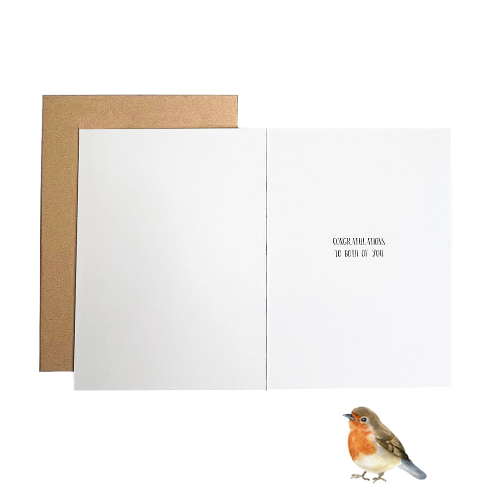 Wedding card with gold foil highlights by the Almanac Gallery.