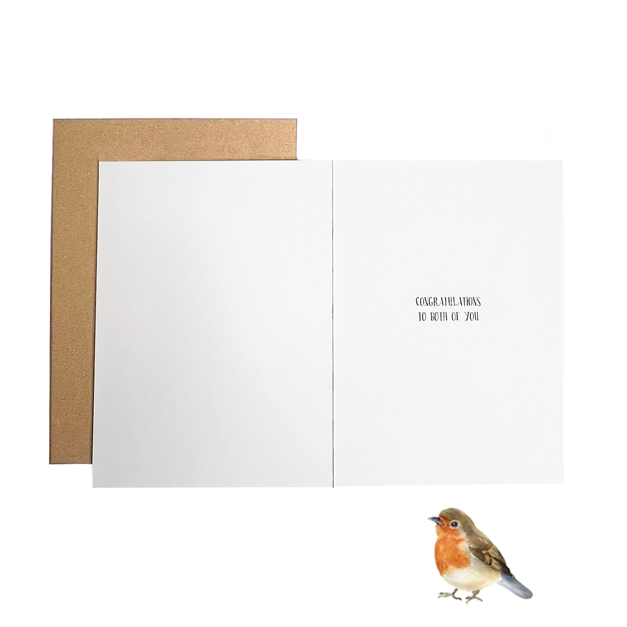Beautifully designed wedding card with gold foil highlights by the Almanac Gallery.