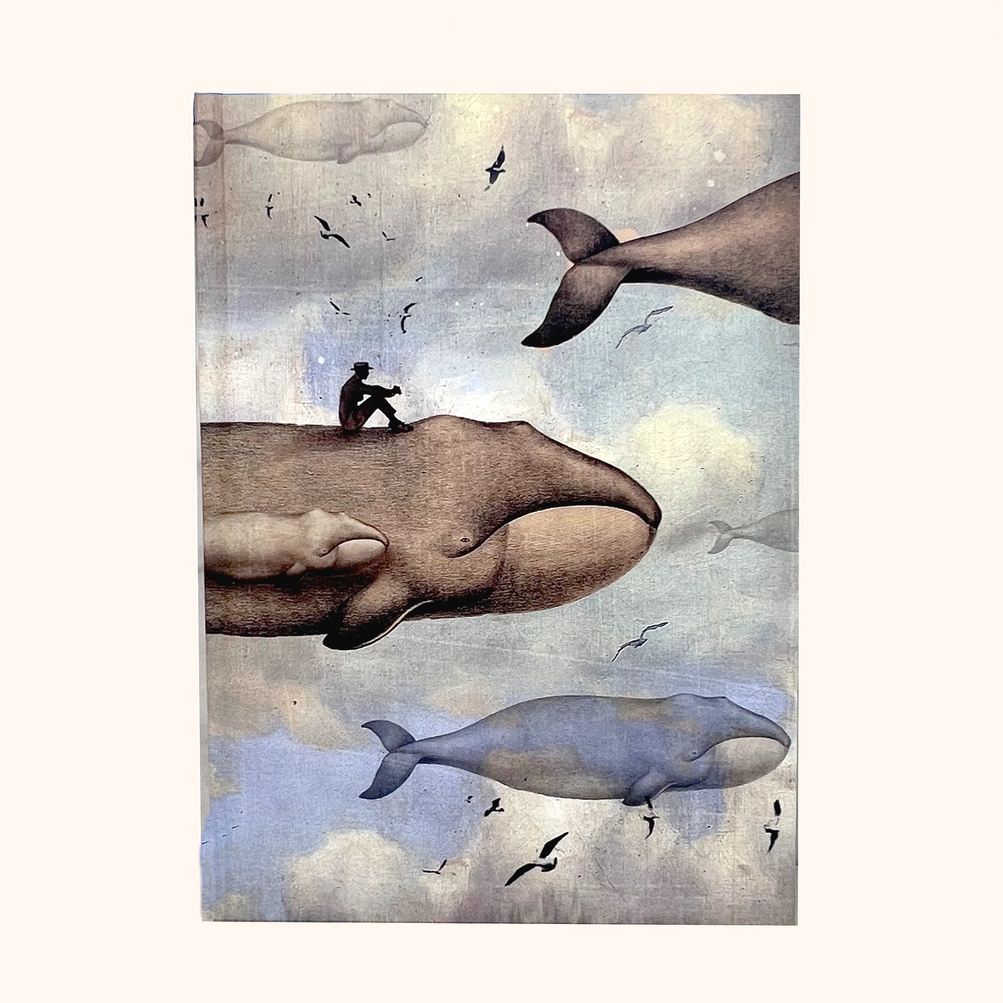 Hardcover journal 'Whales' in the sky by artist Catrin-Welz-Stein.