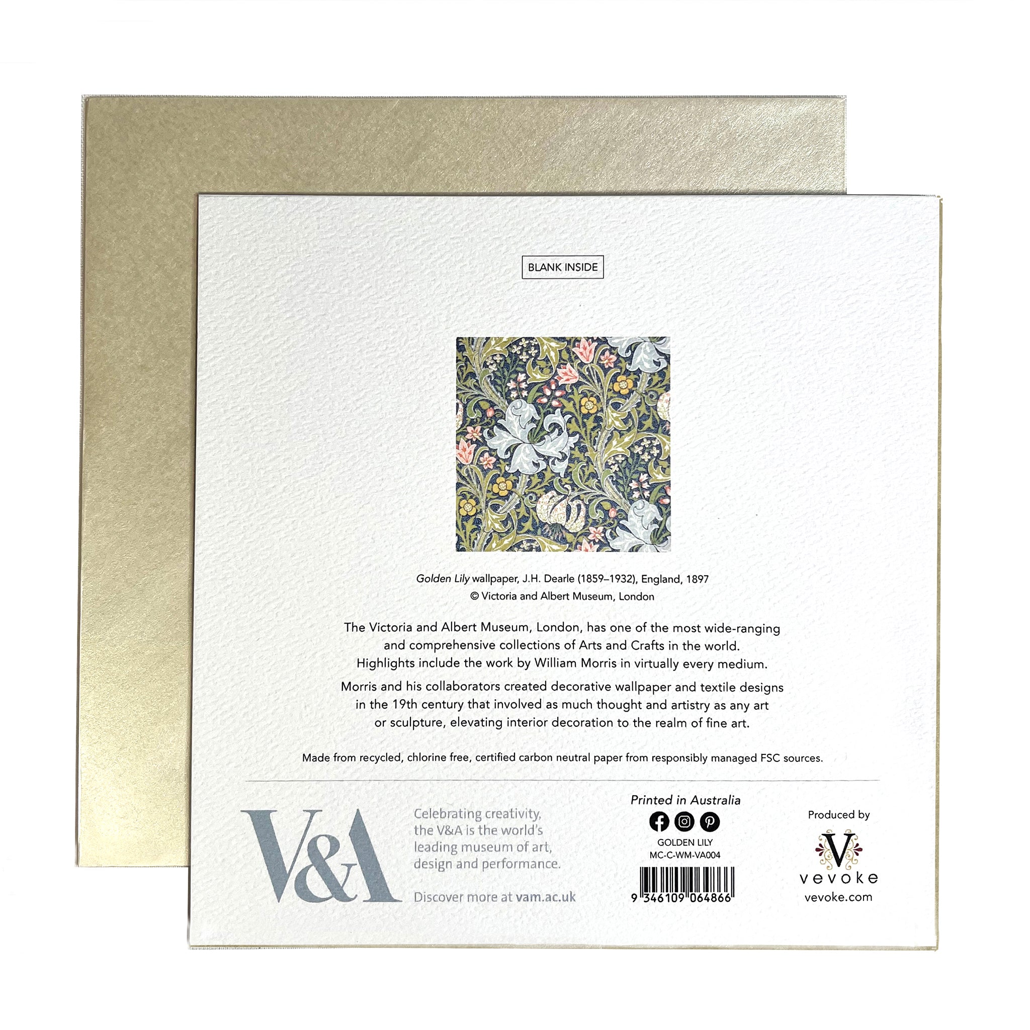 Card with Morris' Golden Lily (1897) design held in London's Victoria and Albert Museum.